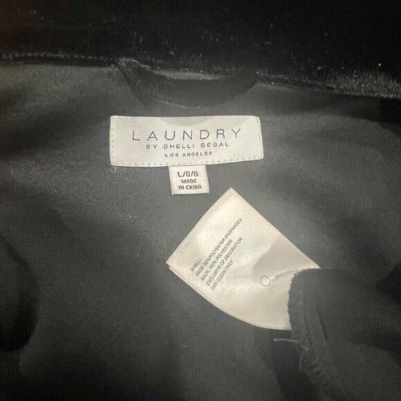 LAUNDRY BY SHELLI SEGAL COAT BLAZER BLACK VELVET SZ L SOPHISTICATED CHIC TRENDY - Picture 7 of 15